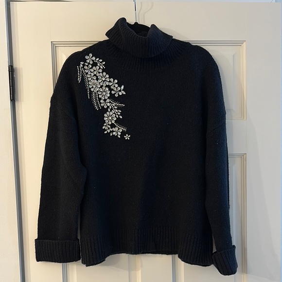 cinq a sept Sweaters - Cinq a Sept Turtleneck Sweater with Floral Embellishments